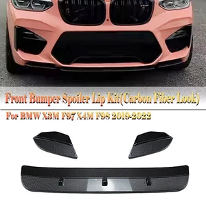 3PCS Front Bumper Spoiler Lip For BMW X3M X4M 19-22 F98 F97 Carbon Fiber Style - Picture 1 of 11