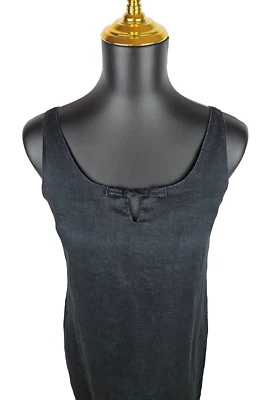 Jams World Linen Dress XS Black Neutral Casual Knot Details Beach Cruise Slit - Image 1 of 4