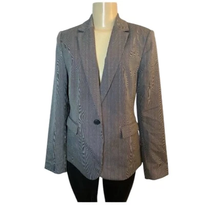 Blazer Worthington Negro Blanco Cadena Un Botón Chaqueta Almohadillas para el Hombro Talla 10 Foto 1 de 4