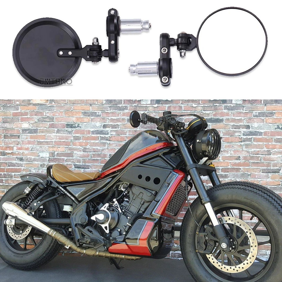 For Honda Rebel 250 300 450 500 Motorcycle Folding 7/8" Handle Bar End Mirrors - Image 1 of 4