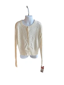 Cat & Jack Girls White Cardigan Sweater Button Front Long Sleeve S 6/7 New - Picture 1 of 3