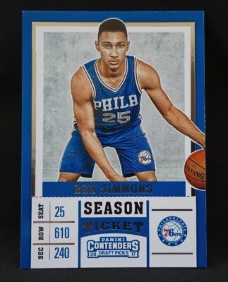 2017 Contenders Draft Picks Ben Simmons #3 Philadelphia 76ers Blue Jersey - Image 1 of 2