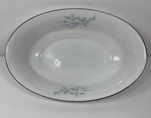 Oxford China Twilight Dell weiß silber blau weiß Blumenmuster 7 x 10" ovale Schüssel - Bild 1 von 5