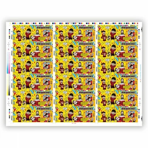 Royal Mail - Dennis and Gnasher - Press sheet of 18 uncut mini sheets - Mint Cover