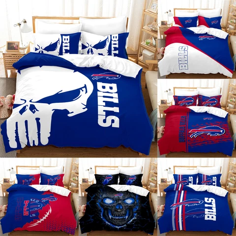 Buffalo Bills Bedding Set Football Soft Duvet Cover With 2 Pillowcases Gift Cover