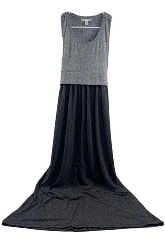UNDERCOVER Maxi abito Victoria Secret grigio nero senza maniche minimalista donna piccolo lino