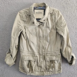 Abercrombie Kids Jacket Large Khaki Tan Utility Youth Roll Up Sleeves - Picture 1 of 13