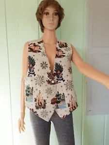 Chaleco de Navidad tapiz Facets By Mirrors #45 para mujer etiquetas nuevas talla L beige - Imagen 1 de 13