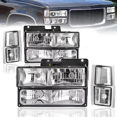 [8pc] 1994-1998 Chevy C10 Pickup Suburban Tahoe Headlights+Corner+Bumper Parking Foto 1 de 4