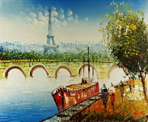 Eiffel Tower Paris Scene II A1+ High Quality Canvas Print - Picture 1 of 1