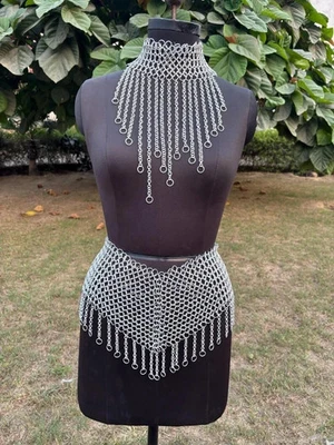 Top de cota de malla de aluminio con falda F para mujer medieval LARP cosplay, conjunto completo para mujer Foto 1 de 4