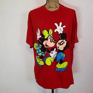 Mickey Co. Mens Red 100% Cotton Single Stitch Mickey Minnie T-Shirt One Size - Picture 1 of 4