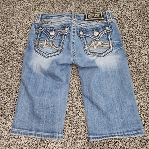 Miss Me Little Girl Bermuda Jeans Shorts Size 14, 11.5" Inseam, Lightwash - Picture 1 of 9