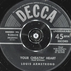 LOUIS ARMSTRONG Your Cheatin' Heart / Congratulations Someone DECCA 9-28628 VG+ - Picture 1 of 4