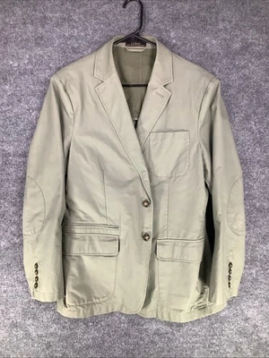 L.L.Bean Men’s Khaki Cotton Blazer Jacket Mesh Lined Elbow Patch Casual 2-Button - Image 1 of 4