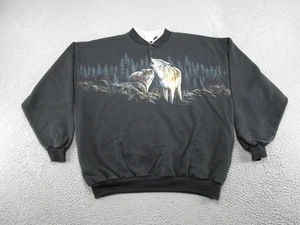 Sudadera Henley de Colección Años 90 Art Unlimited Estampado Envolvente Lobo Para Hombres Talla 3XL - Imagen 1 de 13