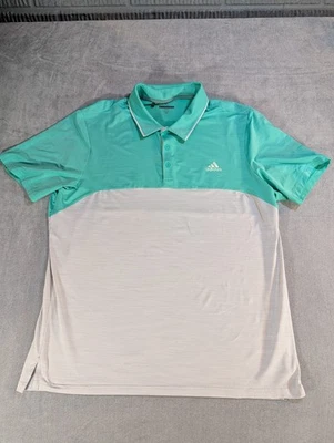 Adidas тени полоски Sport Мужская рубашка-поло бирюзовый серый очень большой XL гольф активный - Изображение 1 из 4