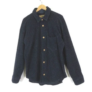 Field & Stream Vintage Boa Fleece Shirt Jacket Wood Button XL Mile Navy Used bb7 - Picture 1 of 7