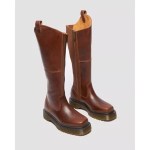 NUEVA DR. MARTENS Amaayah Bota de Cuero Hasta la Rodilla Caramelo Para Mujer Talla 9 - Imagen 1 de 9