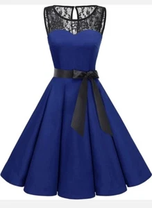 Bbonlinedress Women's 1950s Vintage Rockabilly Swing Dress Lace Cocktail Prom - Picture 1 of 12