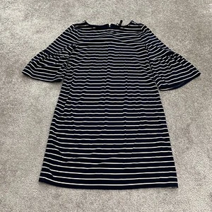 White House Black Market Shift Dress Womens Small Blue White Stripe Bell Sleeve - Picture 1 of 14