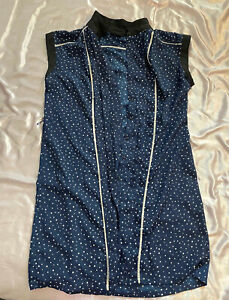 Jason Wu For Target Short Sleeve Blouse TOP Button Down Blue Polka Dots - Large