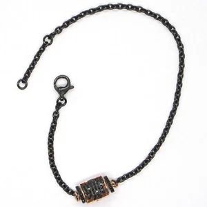 BRACCIALE NERO, ARGENTO 925, TUBO ANGELO, ZIRCONIA, ROBERTO GIANNOTTI, MAN - Imagen 1 de 8