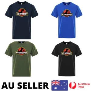 No Internet Shirt Dinosaur Programmer Graphic Tee Fashion - AU Stock - Picture 1 of 7