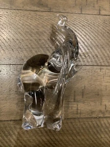 Large heavy crystal elephant w/ trunk up paper weight - Picture 1 of 6
