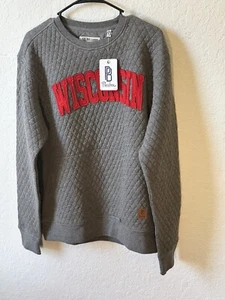 Women’s XL Wisconsin Badgers PRESSBOX Heather Gray Quilted Pullover Sweatshirt - Picture 1 of 5