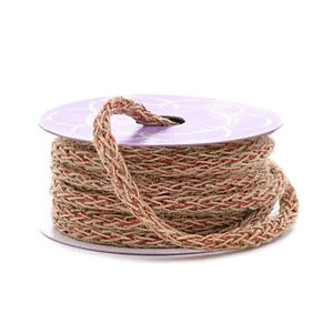 Natural and Red Metallic Burlap Soft Braid Cord - 8mm x 10 Yds (pm56008702) - Picture 1 of 1
