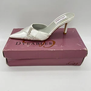 Dyeables Damenschuhe spitz zulaufend Satin Slipper spitzer Absatz weiß Satin - Bild 1 von 8