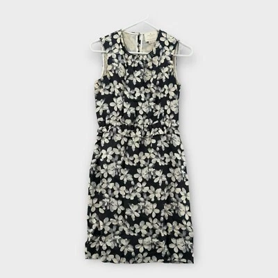 Vestido Kate Spade Pique Feminino 2 Preto Azul Branco Floral Algodão Sem Mangas Midi - Imagem 1 de 4
