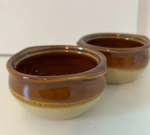 Set of 4 Vintage Brown Mini Crock Bean Or French Onion Soup Pot No Top - Picture 1 of 5