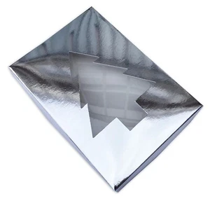 200 SILVER A5 CHRISTMAS TREE WINDOW BOXES, COOKIES CHOCOLATES BISCUITS GIFT BOX - Picture 1 of 2