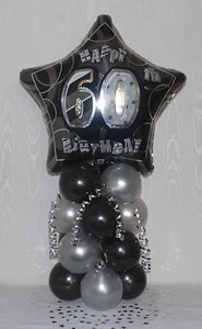 60th BIRTHDAY- AGE 60 - MALE/FEMALE - FOIL BALLOON DISPLAY - TABLE CENTERPIECE - Picture 1 of 7
