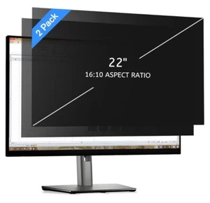 22 Inch Removable Privacy Monitor Screen Filter, 16:10 Widescreen (2 PACK) - Picture 1 of 8