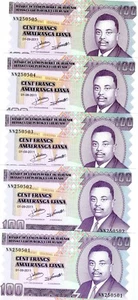 LOT Burundi, 5 x 100 Francs, 2011, P-44, UNC reduzierte Ausgabe - Bild 1 von 1