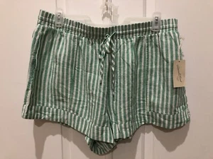 Universal Thread Size 2XL Green Stripes Linen Blend Shorts New - Picture 1 of 10