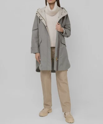 NUEVO CON ETIQUETAS $5395 Brunello Cucinelli Mujer Chaqueta de Lluvia con Capucha con Cuentas Brillantes 46 W242 Foto 1 de 4