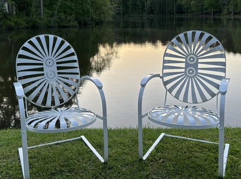 Restored Francois Carre Large Cantilever Garden Chairs - a Pair Cover
