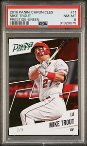 2018 Panini Chronicles Prestige #11 Mike Trout Green SSP /5 POP 1 NONE ^ PSA 8 - Bild 1 von 2