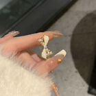 1/2Pcs Fashion Bow Pearl Open Rings For Women Girls Geometric Metal Finger Rings