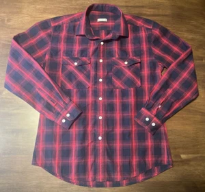 Moncler Red Long Sleeve Plaid Shirt Size Small To the South West East North - Picture 1 of 7
