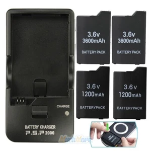 New 1200mAh 3600mAH BATTERY PACK FOR PSP 2000/2001/3000/3001/3003 & WALL Charger - Picture 1 of 29