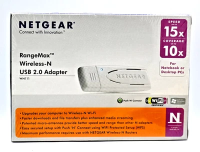 NetGear RangeMax Wireless-N USB 2.0 Adapter, WN111 - Image 1 of 4