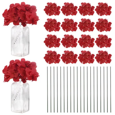40pcs Flores de Hortensias de Seda, Flores Artificiales [Rojo Vino] - Imagen 1 de 4