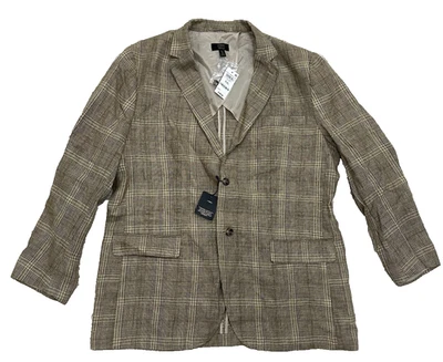 Club Room Luxury Men's XXL Brown Linen Sport Coat Pockets - Image 1 of 4