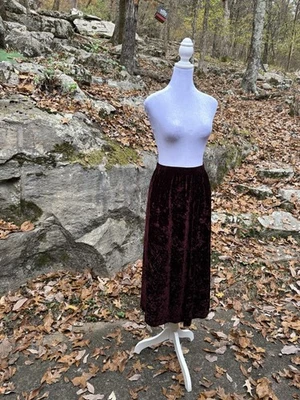 Saia Midi Vintage Russ Berens Veludo Esmagado Vermelho Cereja Whimsigoth Tamanho M - Imagem 1 de 4