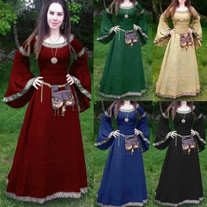 Long Sleeve Medieval Renaissance Costume Plus Size S-5XL - Picture 1 of 27